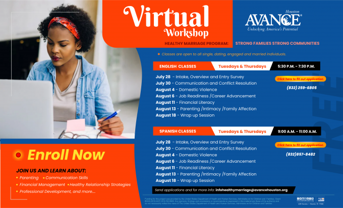 AVANCE-Houston Healthy Marriage Virtual Learning July-August (English)
